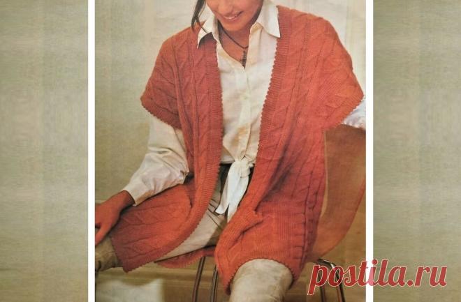 Красивый уютный жилет, связанный узором из «кос» (с описанием вязания) | Идеи рукоделия | Дзен