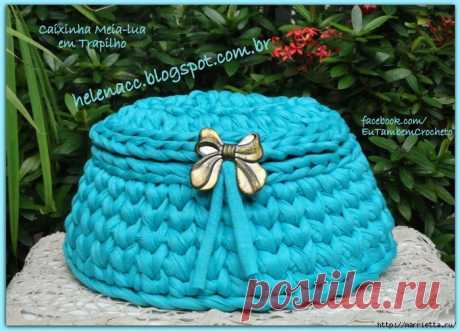 Милая корзиночка с крышкой крючком