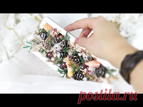 🎄Необычная Идея для красивой Новогодней Открытки / Открытка-панно своими руками / Скрапбукинг DIY