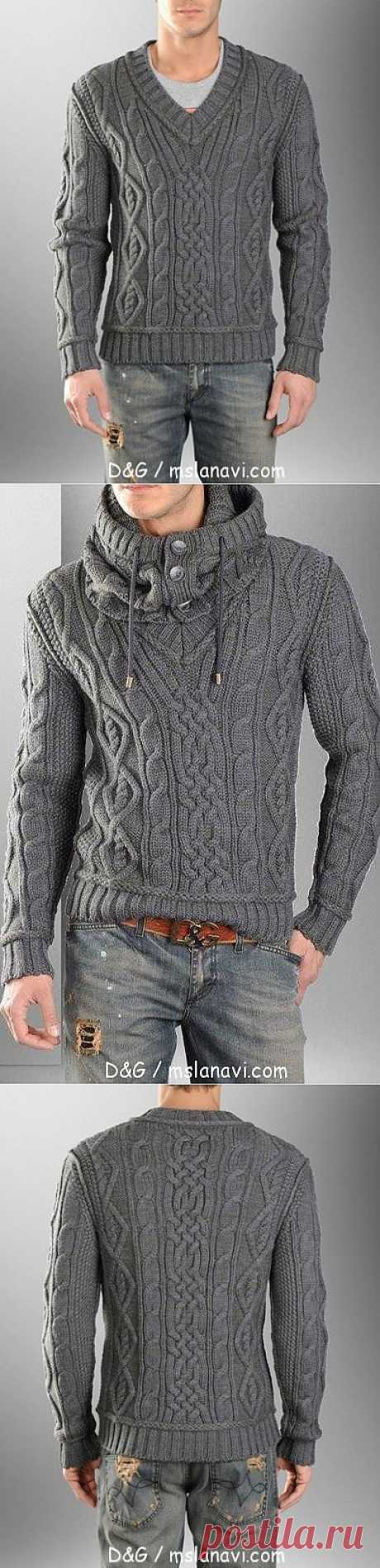 ВЯЗАНЫЙ СТИЛЬНЫЙ МУЖСКОЙ ПУЛОВЕР И КАПЮШОН-СНУД | ВЯЗАНЫЙ УЮТ