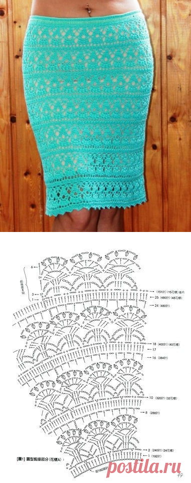 Летняя юбка-карандаш крючком. Стильная юбка крючком схема |
