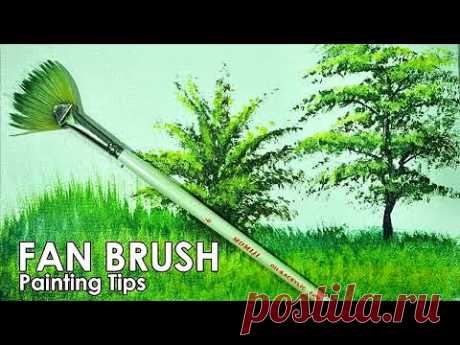 Acrylic Painting Lesson - How to Paint Grasses and Other Plants Using Fan Brush by JM Lisondra