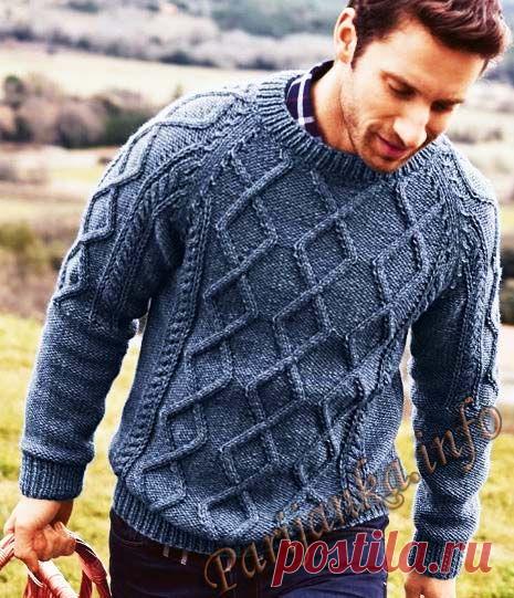 Пуловер с геометрическими косами (м) 154 Creations 15/16 Bergere de France №4769