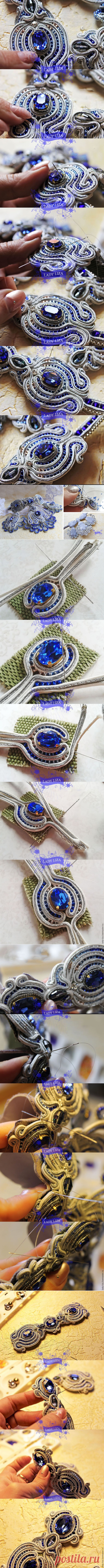 Вышиваем свадебное сутажное колье «Прибой» с кристаллами Swarovski - Ярмарка Мастеров - ручная работа, handmade