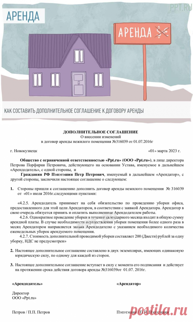 Образец дополнительного соглашения к договору аренды в 2023 году. Доп соглашение к договору аренды квартиры