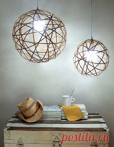 Плафон для люстры из бамбуковой салфетки
