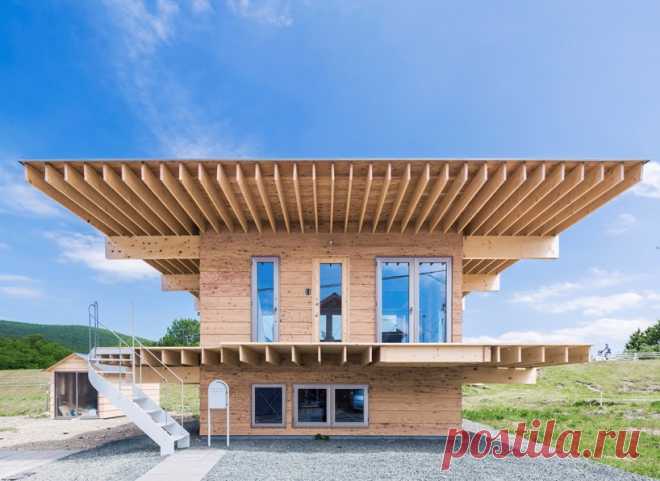 jun igarashi tops japanese residence with an oversized hat roof jun igarashi worked with a limited budget to realize this compact residence where all the timber structural elements have been left exposed.