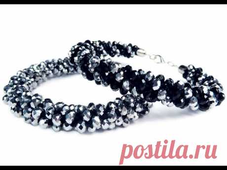 DIY: Kumihimo blacelet with beads / Браслет "Кумихимо" с бисером из 8 нитей своими руками