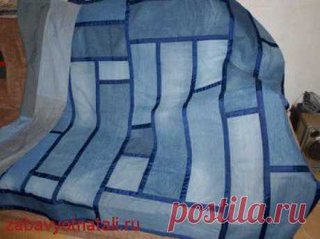 Покрывало из старых джинсов
