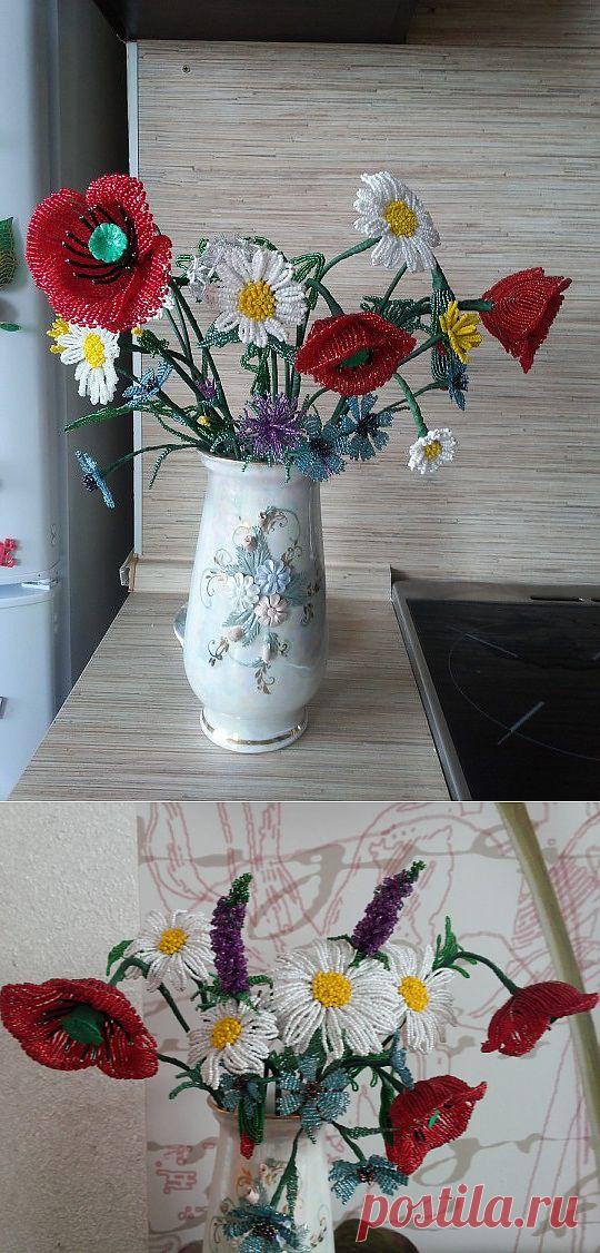 (+1) - Букет полевых цветов из бисера. | СДЕЛАЙ САМ!