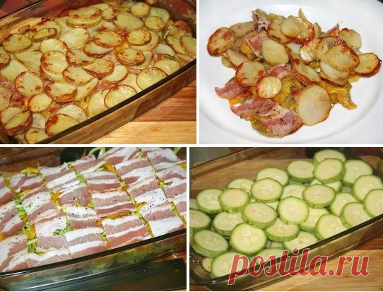 Лучшие кулинарные рецепты: Картофель с беконом и кабачками