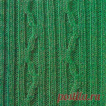 Узор № 7 - узорная полоска с косой. Схему вязания и условные обозначения вы сможете увидеть на сайте.