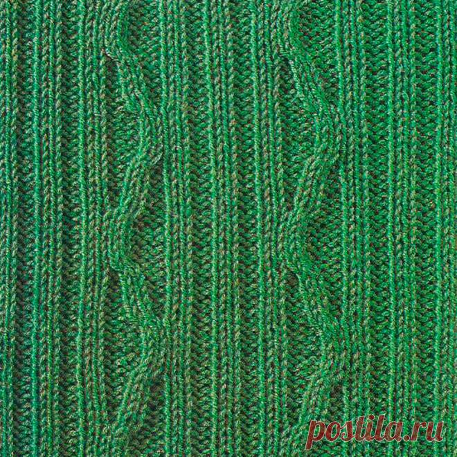 Узор № 7 - узорная полоска с косой. Схему вязания и условные обозначения вы сможете увидеть на сайте.