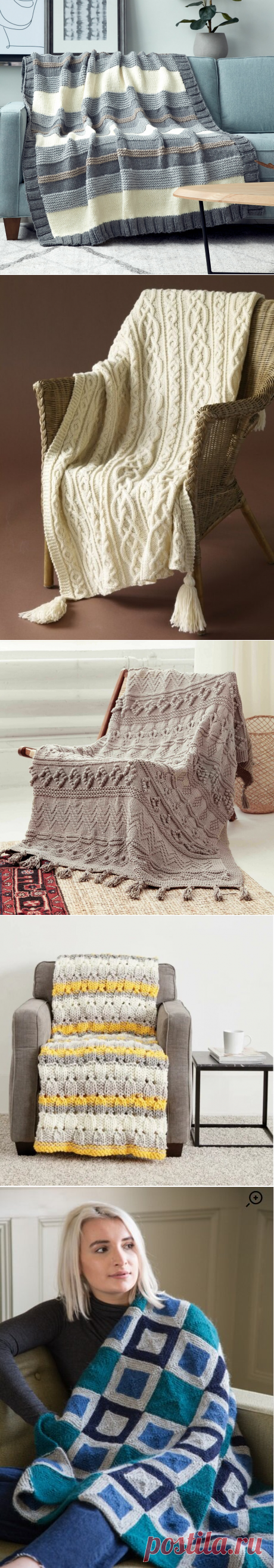 Подборка вязаных спицами пледов. Вдохновляемся! | Вязание и творчество | Яндекс Дзен