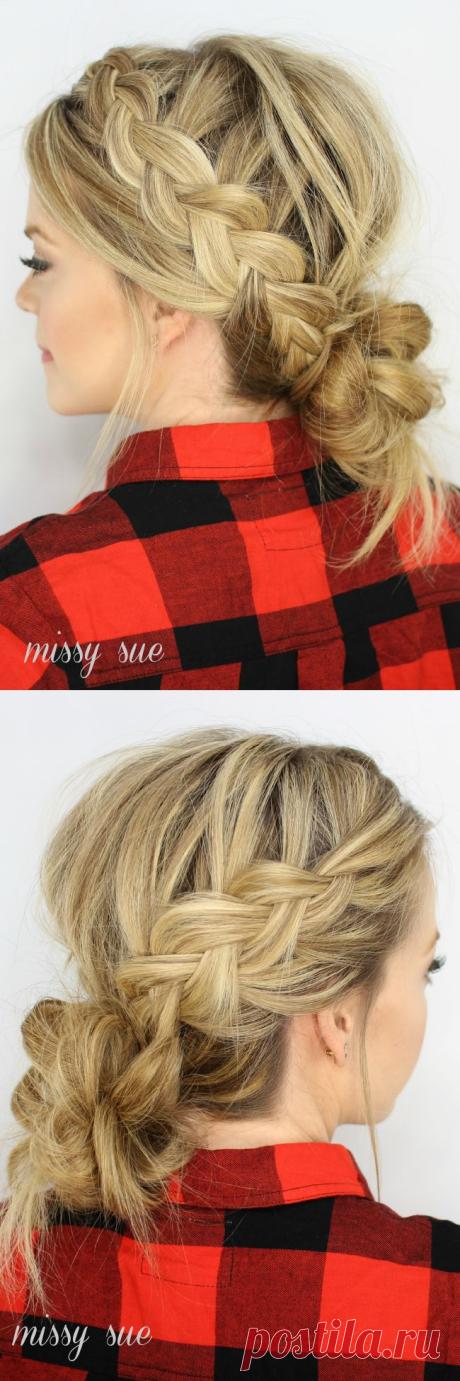 Dutch Braids and Low Messy Bun