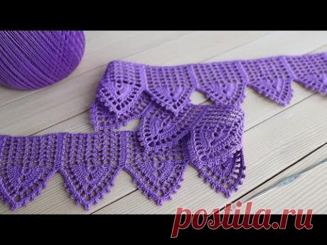 КАЙМА КРЮЧКОМ простое вязание для начинающих ЛЕНТОЧНОЕ КРУЖЕВО схема Crochet lace for Beginners