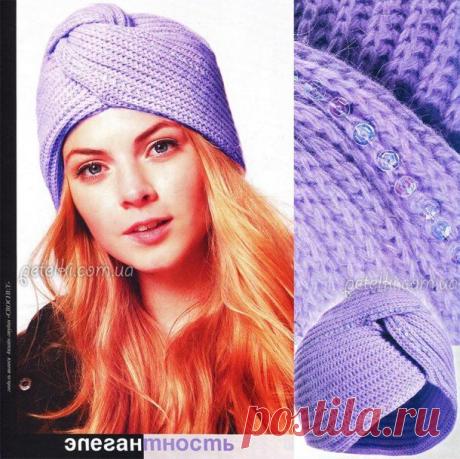 Как связать чалму / тюрбан спицами. Описание вязания