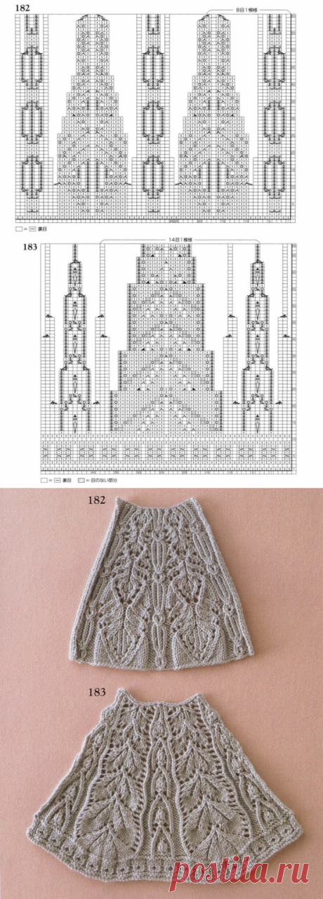 УЗОРЫ С РАСШИРЕНИЕМ ВЯЗАНЫЕ ПО КРУГУ(спицы)