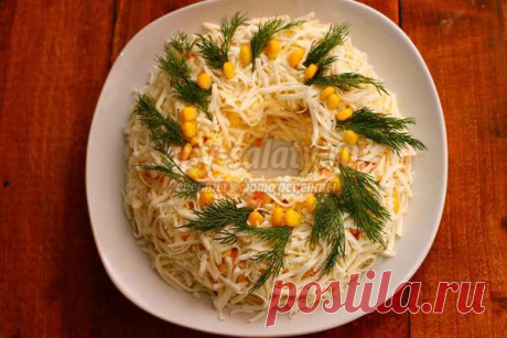Очень вкусный салат с кукурузой и моцареллой на Новый год. Пошаговый рецепт с фото
