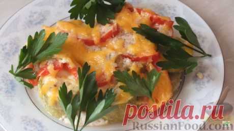Рецепт: Кабачки с сыром и сметаной, запеченные в духовке на RussianFood.com