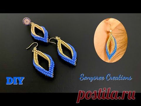 Сложенные серьги Пейот 2 ряда || как сделать серьги из бисера || елочка + серьги Пейот