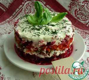 Салат двойной овощной с мясом - кулинарный рецепт