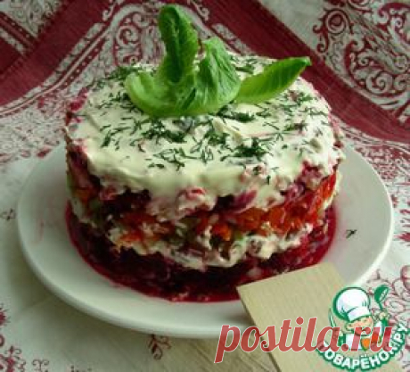 Салат двойной овощной с мясом - кулинарный рецепт