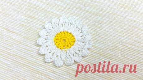 Вязаный крючком цветка ромашки. Мастер-класс с описанием и пошаговыми фотографиями. | Повязули. Вязание крючком и вязание С2С. | Яндекс Дзен