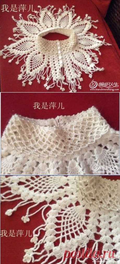 Ажурная манишка крючком.
