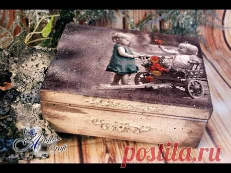 Decoupage Tutorial - Vintage Wooden Box with Children - DIY