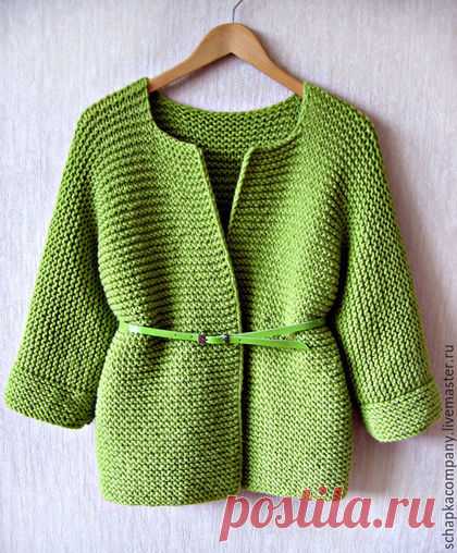 Купить Кардиган Kimono - оливковый, кардиган вязаный, платочная вязка, кимоно, цельновязаный, oversize, зеленый