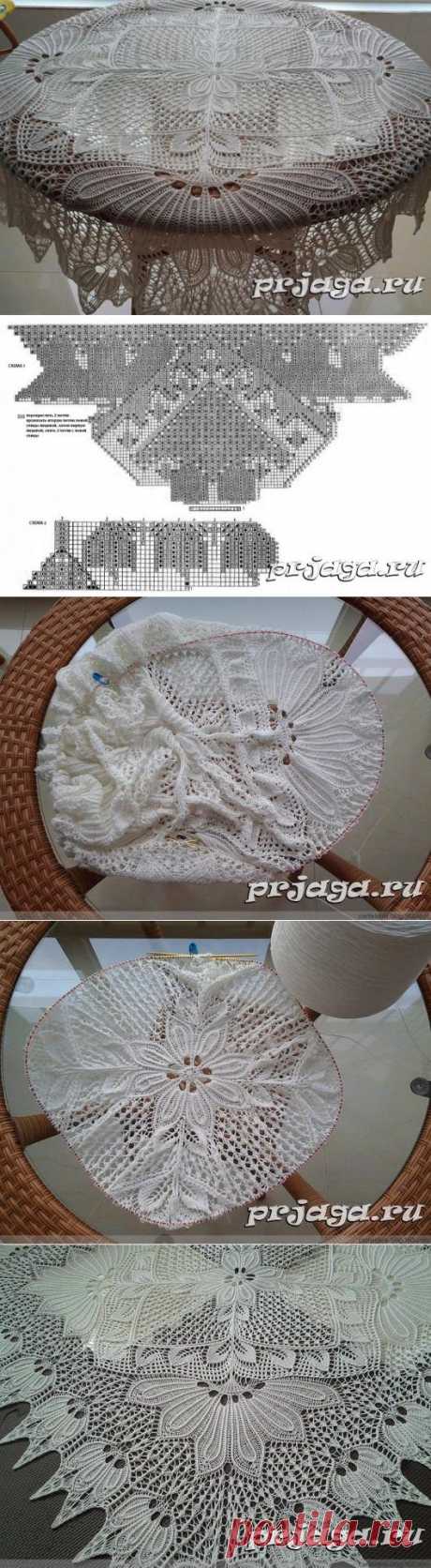 Квадратная мини скатерть спицами