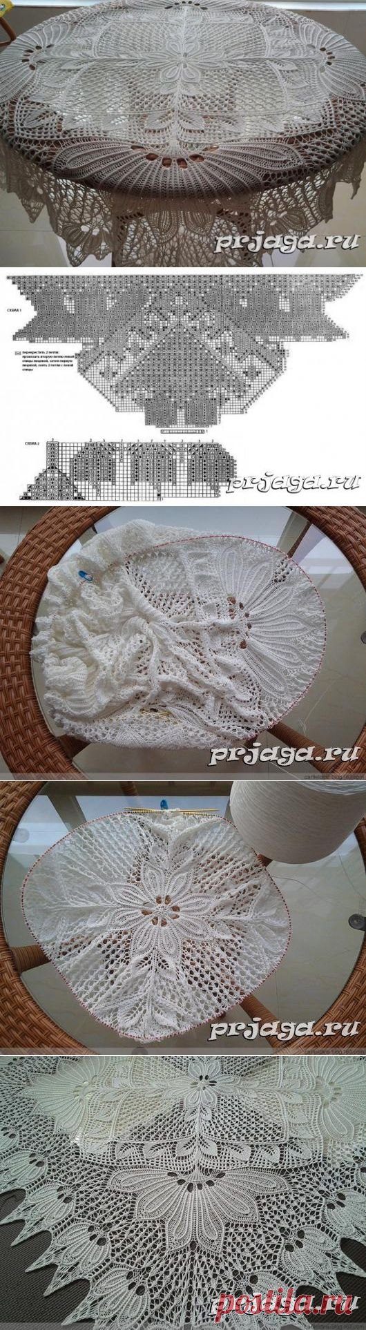 Квадратная мини скатерть спицами