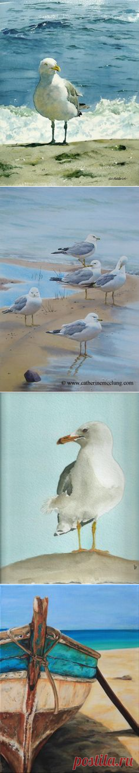 Seagull watercolor painting 8 x 10 print beach home decor seagull wall art