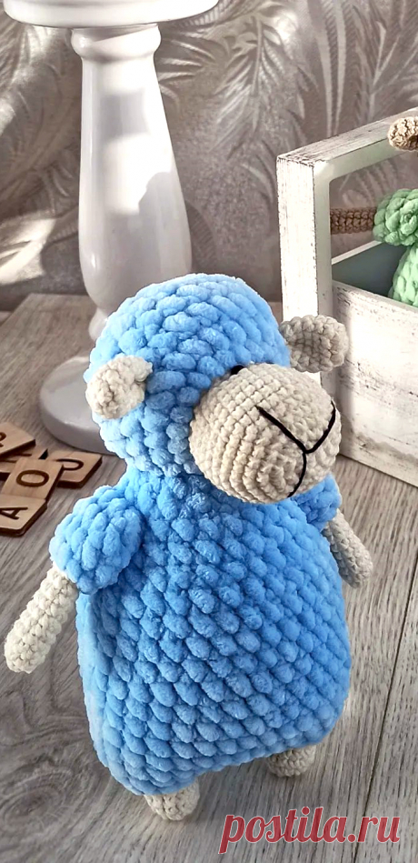 PDF Барашек крючком. FREE crochet pattern; Аmigurumi animal patterns. Амигуруми схемы и описания на русском. Вязаные игрушки и поделки своими руками #amimore - барашек из плюшевой пряжи, плюшевая овечка, овца, баран.