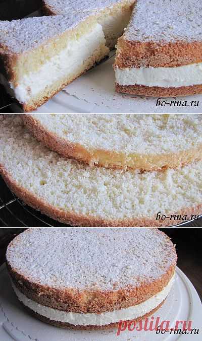 Бисквитный торт с творожно-сливочным кремом | Четыре вкуса