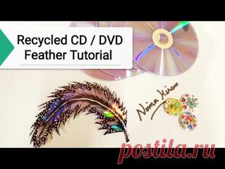 2019 latest CD Craft Ideas - Waste CD/DVD Feather making  #wallhangingcraftideas #bestoutofwaste