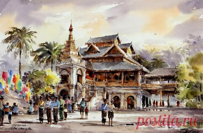 Акварели. Тайский художник Танакорн Чаиджинда (Thanakorn Chaijinda)