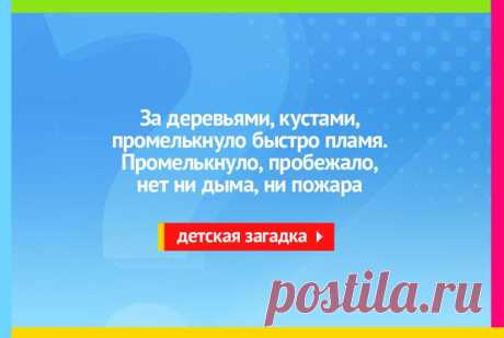 За деревьями, кустами, промелькнуло быстро пламя - Загадка