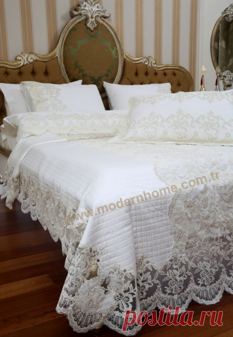 ÇIRAĞAN FRANSIZ DANTELLİ PİKE TAKIMI YATAK ÖRTÜSÜ - DANTELLİ - MODERN HOME - MODERN HOME | Butik Ev Tekstili | www.modernhome.com.tr