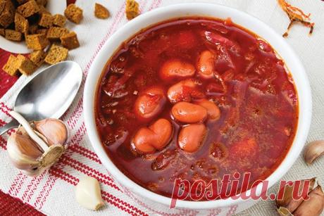 Постный борщ с фасолью