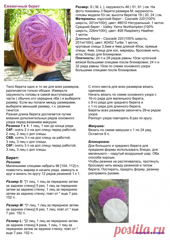 Шапки с переводами описаний