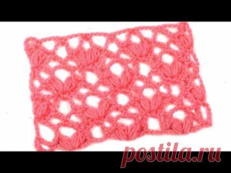 Ажурный сетчатый узор с пышными столбиками 2