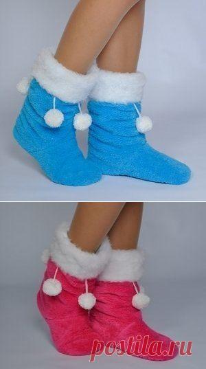 Выкройка теплых домашних тапочек.