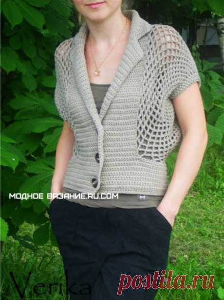 Болеро на пуговицах крючком - Crochet Modnoe Vyazanie