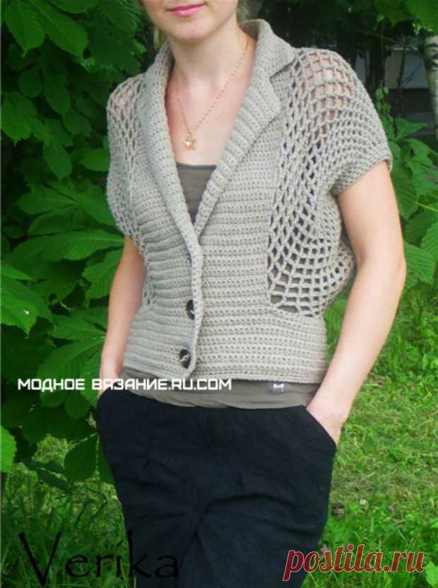 Болеро на пуговицах крючком - Crochet Modnoe Vyazanie