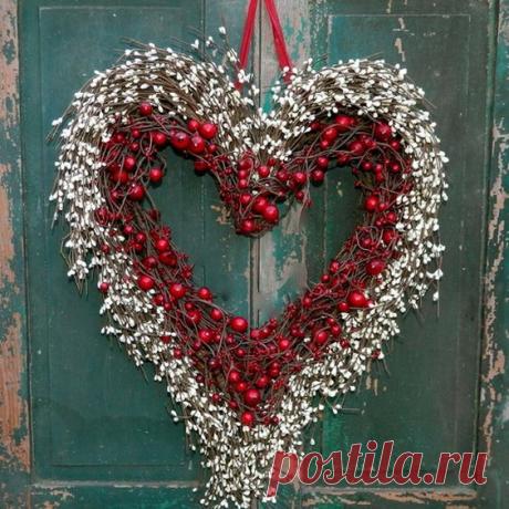 Зимові відочки для декору дверей у формі серця | Ідеї декору