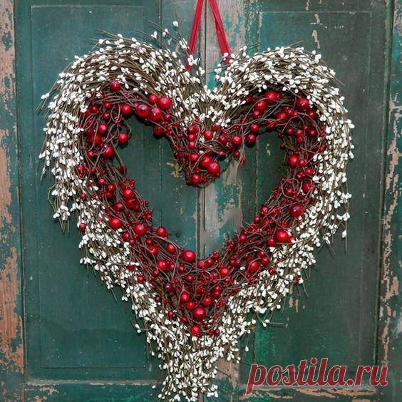 Зимові відочки для декору дверей у формі серця | Ідеї декору