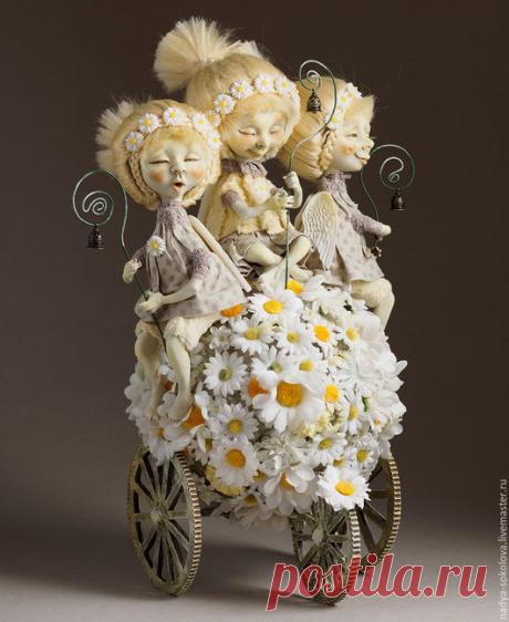 Купить Аллилуйя! - белый, ангелы, дети, ромашки, колокольчик, premier, хлопок, проволока, папье-маше