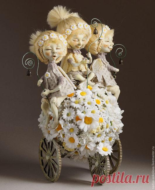 Купить Аллилуйя! - белый, ангелы, дети, ромашки, колокольчик, premier, хлопок, проволока, папье-маше